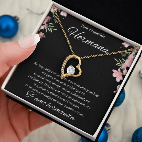 Vista 9 de Regalos para hermanas en español Collar De Corazon Para mi Querida Hermana Regalos De Cumpleaños Para Hermana Aniversario Regalo de Amor Para