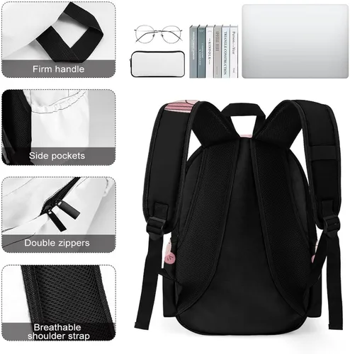 Vista 5 de Linda mochila para portátil de pez globo y gato para mujeres y hombres, bonita bolsa de hombro impresa para viajes, deportes, trabajo