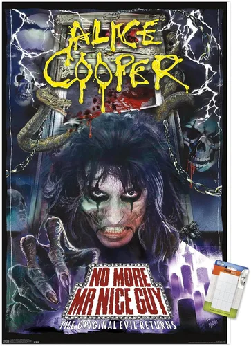 Vista 10 de Trends International Alice Cooper - Póster de pared No More Mr. Nice Guy, 14.725 x 22.375 pulgadas, versión enmarcada de madera de granero Versión