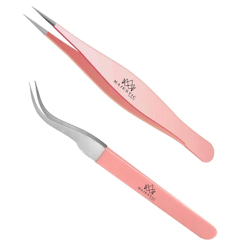 Vista 10 de Majestic Bombay Pinzas de punta fina para mujeres y hombres – Eliminar astillas, garrapatas, vello facial, cejas y vello encarnado – Pinzas