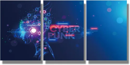 Vista 87 de Lienzo decorativo para pared, diseño de ciudad futurista Cyberpunk para sala de estar, impresión multipanel, obra de arte de cocina, pintura