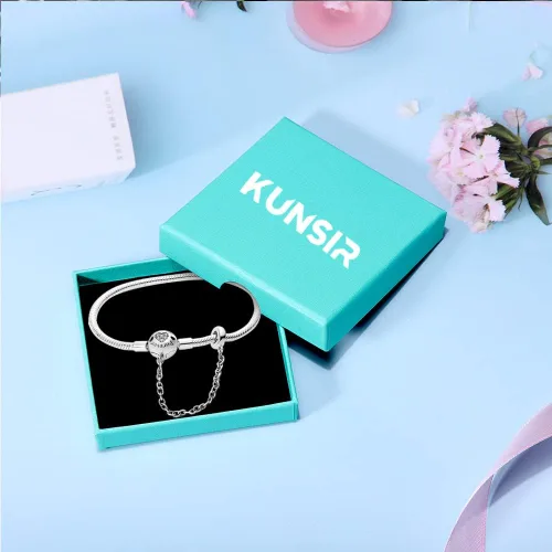 Vista 6 de KUNSIR Pulsera de plata de ley 925 con cierre de palma, cadena de serpiente, pulseras básicas para cualquier dije PDL, para adolescentes y mujeres