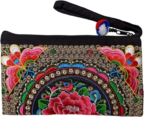 Vista 22 de Sabai Jai - Bolso de pulsera para teléfono inteligente - Carteras de embrague bordadas a mano Boho