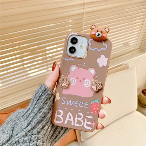 Vista 2 de Bonita funda de dibujos animados compatible con Samsung Galaxy S20, funda protectora de goma de silicona suave con personaje de muñeca de cachorro