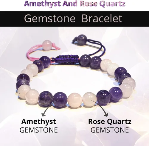Vista 2 de Bracelet Healing Crystal Bracelet for Women, Men Chic Gemstone Bracelet for Men and Women 8mm Round Bead Bracelets for Spiritual Healing