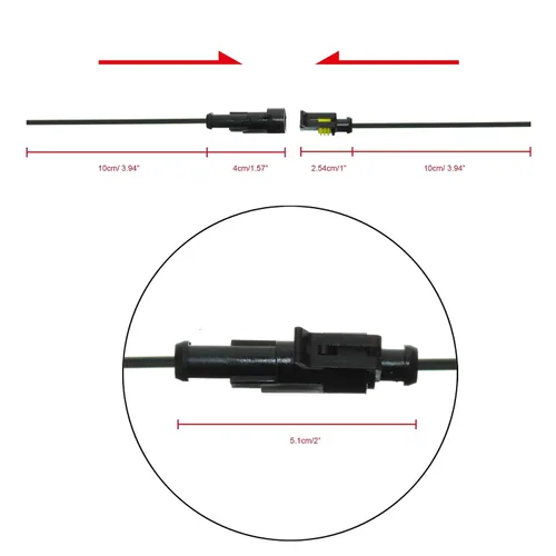 Vista 2 de MUYI Juego de 5 conectores de cable de 1 pin 18 AWG, impermeables, kit de conectores eléctricos con coleta de 3.9 in, serie Weatherpack de 0.059 in