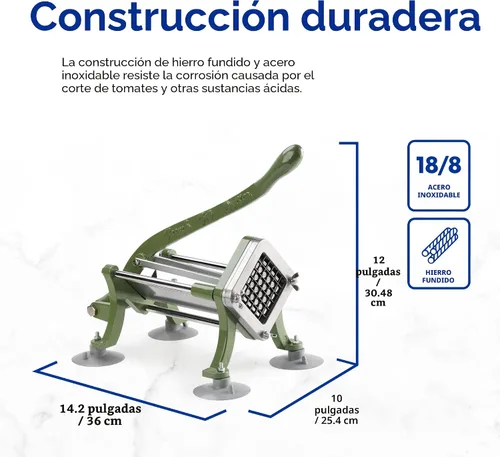 Vista 9 de New Star Foodservice - Cortador de papas a la francesa para freír, de grado comercial + piezas de repuesto