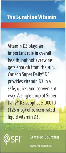 Vista 4 de Carlson - Super Daily D3 5,000 UI (125 mcg) por gota, gotas de vitamina D, apoyo inmunológico, salud cardíaca, vitamina D3 líquida, sin sabor, 90