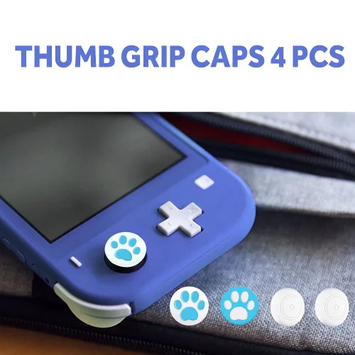 Vista 7 de 8 fundas compatibles con Switch Lite 2021, kit de accesorios, 1 funda de silicona suave + 2 protectores de pantalla, 4 tapas para el pulgar + 1