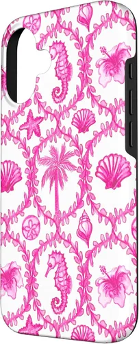 Vista 2 de Funda rosa hawaiana para iPhone 16 Coastal Nieta Coco Girl Preppy