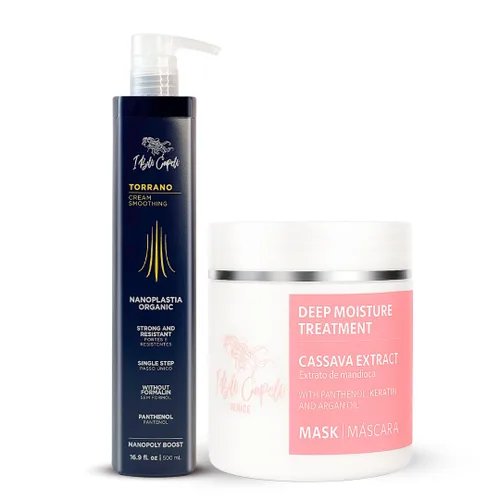 Vista 15 de I Belli Capelli Torrano - Kit de queratina para alisar el cabello en 1 paso (16.9 fl oz) + máscara de aceite de argán (8.82 oz)-Nanoplastia Keratina