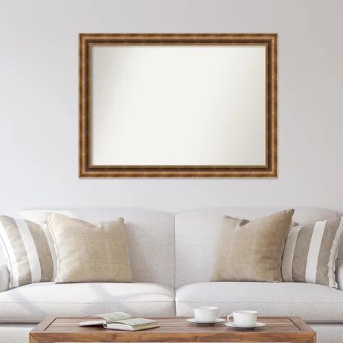 Vista 706 de Amanti Art Espejo de pared personalizado no biselado (25 x 25 pulgadas), marco de bronce acentuado, varios tamaños personalizados, espejo de baño