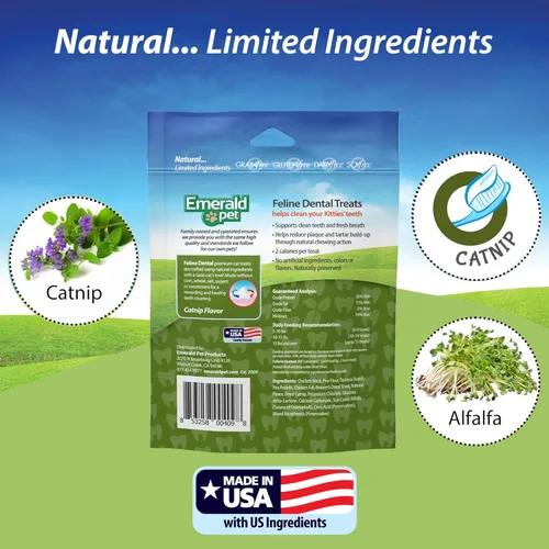 Vista 4 de Feline Dental Treats - Delicias y crujientes golosinas dentales para gatos sin granos, golosinas dentales naturales para limpiar los dientes