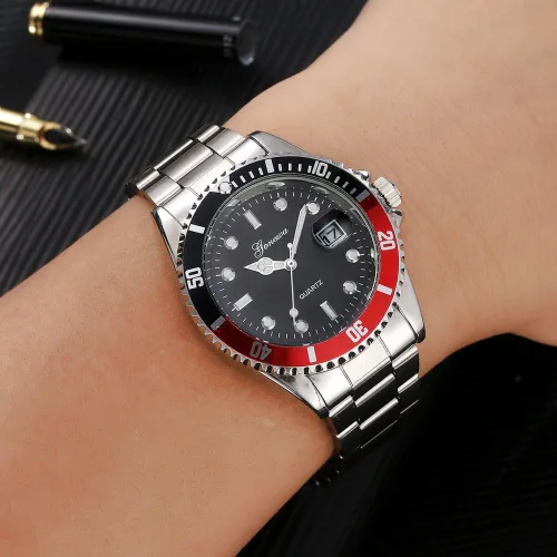 Vista 3 de GONEWA - Reloj de pulsera analógico de cuarzo para hombre, de acero inoxidable, con fecha, para hombre
