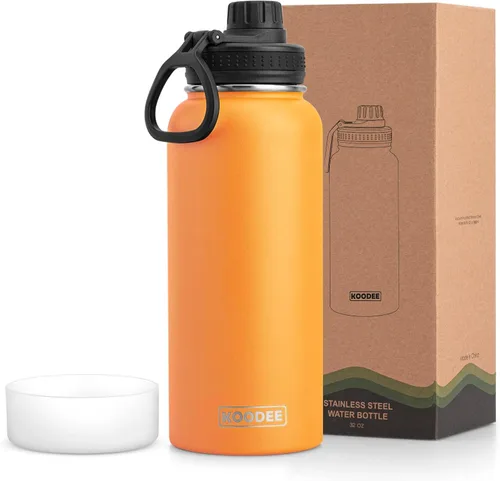 Vista 135 de koodee Botella de agua para niños, botella de agua de acero inoxidable de 12 onzas con aislamiento al vacío para la escuela, botella de agua de boca