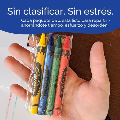 Vista 5 de CrayonKing 25 juegos de 4 paquetes (100 crayones a granel) – No tóxicos, envueltos individualmente, perfectos para fiestas, restaurantes, aulas
