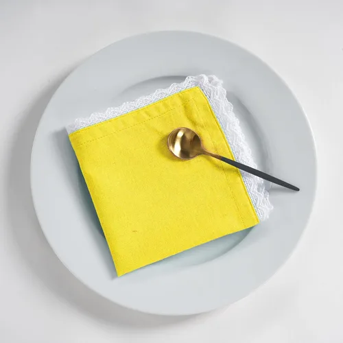 Vista 33 de FINGERCRAFT Servilletas de tela de lino y algodón de 12 unidades con esquinas ingletadas y elegante encaje para uso diario; las servilletas están