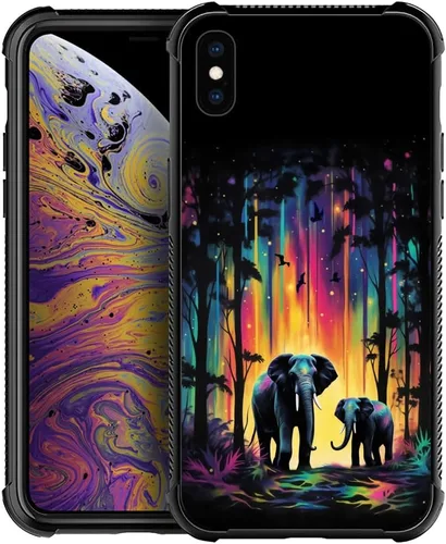 Vista 8 de Funda compatible con iPhone XR, diseño de elefantes africanos para niñas, diseño de patrón a prueba de golpes, antiarañazos, carcasa trasera
