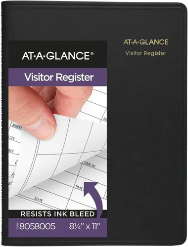 Vista 5 de AT-A-GLANCE 8058005 Libro de registro de visitantes reciclado, negro, 8 12 x 11