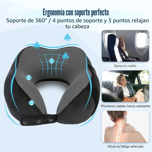 Vista 9 de Cirorld - Almohada de cuello para viajes, almohadas de viaje para aviones, 100% espuma viscoelástica para cuello, almohada de vuelo ajustable