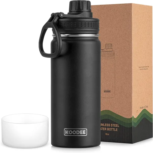 Vista 130 de koodee Botella de agua para niños, botella de agua de acero inoxidable de 12 onzas con aislamiento al vacío para la escuela, botella de agua de boca