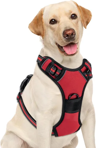 Vista 9 de Arnés para perro sin tirones, chaleco ajustable reflectante con clip frontal para mascotas con asa de fácil control para perros medianos y grandes