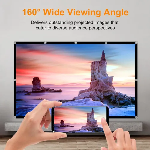 Vista 6 de Pantalla de proyector al aire libre Película de 100 pulgadas: Pantallas de proyección portátiles 4K HD Plegable Interior Colgante Pared Anti-Crease