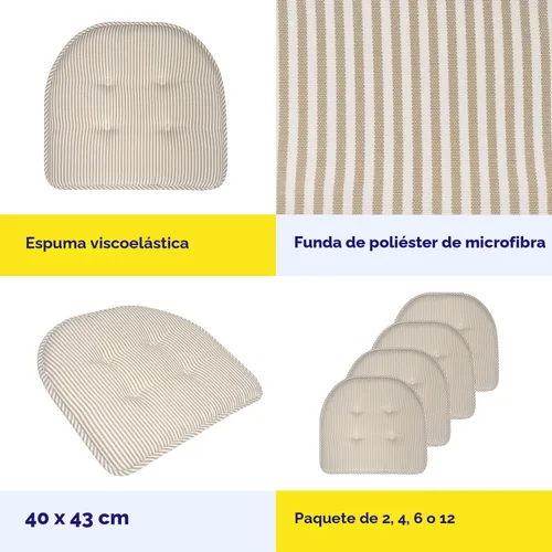Vista 6 de Sweet Home Collection - Cojín de espuma viscoelástica para silla, con capitoné, parte trasera de goma antideslizante, en forma de U, de 17 x 16 Gris