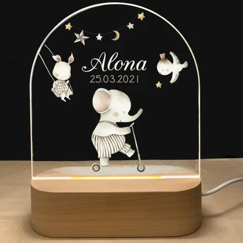 Vista 9 de Luz nocturna personalizada para bebés y niños, regalos personalizados con nombre, regalos de bautizo para niñas/niños, lámpara nocturna regulable
