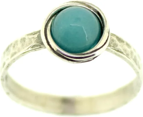 Vista 12 de Anillo de plata de ley con piedras preciosas para mujer, anillo apilable de piedra martillada, anillo de piedra natal