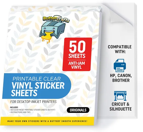 Vista 8 de Glossy Printable Vinyl Sticker Paper 25s Non-Epson Compatible 8.5"x11" Blanco