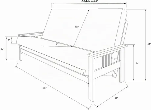 Vista 2 de Kodiak Furniture Monterey - Marco de futón tamaño queen