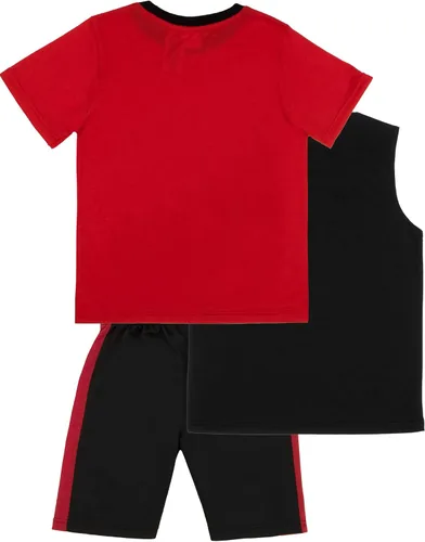 Vista 2 de Marvel Avengers Spider-Man Black Panther Miles Morales - Conjunto de camiseta de manga corta para niños, camiseta sin mangas y pantalones cortos