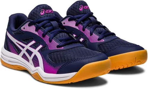 Vista 2 de ASICS Upcourt - Zapatos de voleibol escolares de 5 grados para niños, Azul FrancésBlanco
