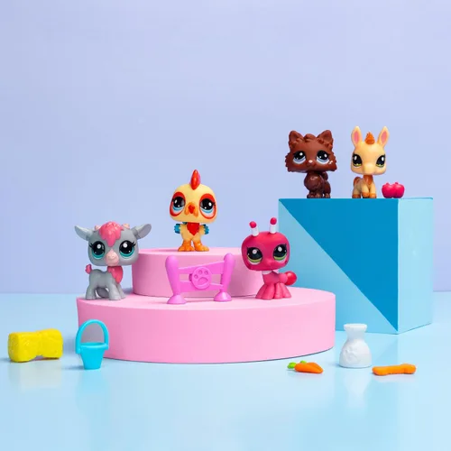 Vista 6 de Littlest Pet Shop Farm Besties - Juego de coleccionista - Gen 7 Bobble Head Pets #56-60, juguete de imaginación para niños mayores de 4 años