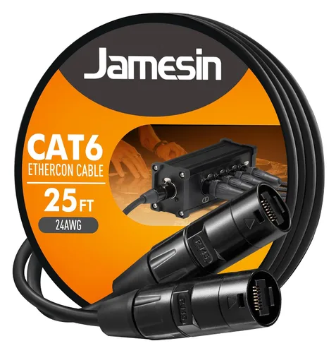 Vista 13 de Jamesin Cable Ethercon blindado CAT6, 15 pies, con Rj45 con arranque, Ethernet de bloqueo táctico y conectores Converta-Shell, para configuraciones