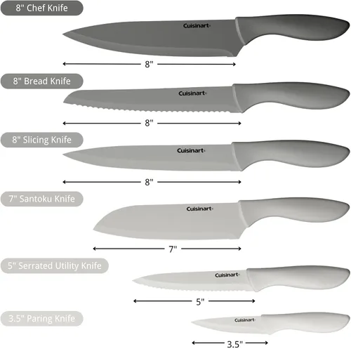 Vista 8 de Cuisinart Advantage C55-12PCG - Juego de cuchillos grises de 12 piezas con protectores de hoja