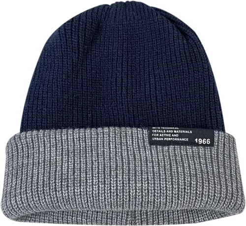Vista 5 de CLAPE Gorro holgado unisex con puños, gorro de punto de calavera lisa para hombres y mujeres, de doble capa para invierno, gorro térmico de invierno