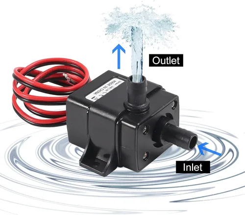 Vista 2 de DIANN Mini bomba de agua sumergible DC 12 V pequeña bomba de fuente (4.8 W 240 L/H) con tubo de 3.3 pies 0.315x0.394 in para fuente de acuario