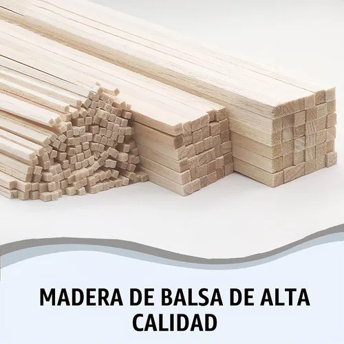 Vista 11 de 222 Piezas Palos de Madera de Balsa, Tiras de Madera Balsa Clavijas Cuadradas de Madera Palos de Madera Dura Sin Terminar para Manualidades