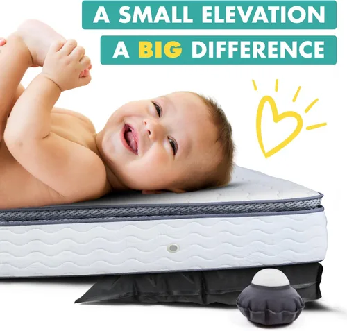 Vista 4 de Almohada inflable en forma de cuña para alivio de cólicos en bebés – Cuña para dormir de bebé totalmente ajustable para ayudar con el reflujo ácido