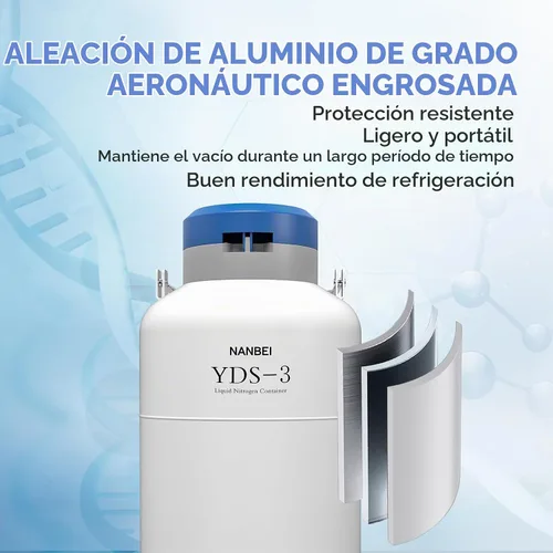 Vista 6 de Tanque de nitrógeno líquido 3L Contenedor criogénico Aleación de aluminio Nitrógeno líquido Dewar Estático Criogénico, nitrógeno líquido dewar