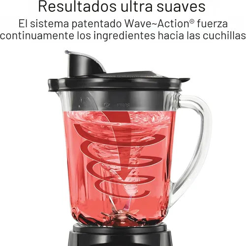 Vista 3 de Hamilton Beach Power Elite 58148 licuadora multifunción, Licuadora, Negro 40 oz. Tarro de vidrio 12 funciones incluyendo puré, hielo triturado