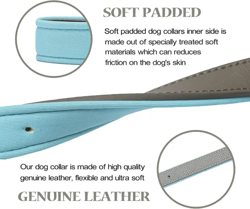 Vista 3 de collar clásico para perro de piel auténtica suave y transpirable, impermeable, para perros grandes y medianos pequeños