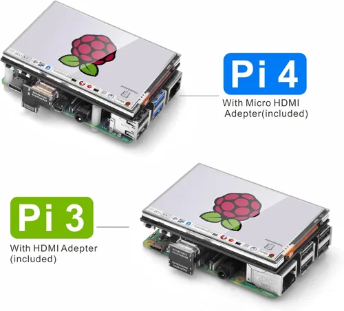 Vista 2 de OSOYOO 3.5 "HDMI LCD pantalla táctil para Raspberry Pi 5 4 3 2 con lápiz óptico