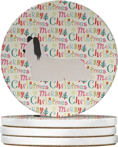 Vista 76 de AIDI Atlas Mountain Dog Merry Christmas - Posavasos grandes de piedra arenisca, paquete de 4