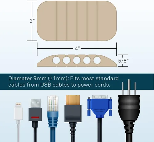 Vista 7 de Cable Station Pro - Soporte de cable e identificador para HDMI, centro multimedia en mesas de escritorio, color beige