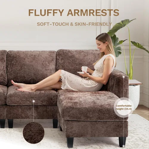 Vista 5 de COLAMY Sofá modular en forma de U de 118 pulgadas, sofá modular de 4 asientos con 2 otomanas y mesa auxiliar plegable para sala de estar