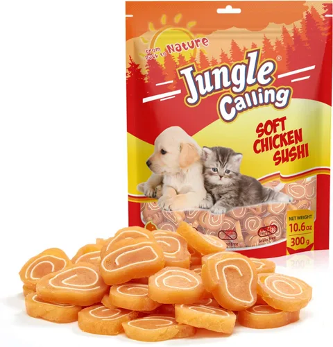 Vista 9 de Jungle Calling Golosinas suaves de pollo para gatos y perros, aperitivos