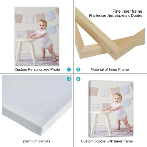 Vista 2 de Lienzo enmarcado personalizado con tus fotos, impresiones fotográficas personalizadas sobre lienzo, arte de pared para decoración del hogar